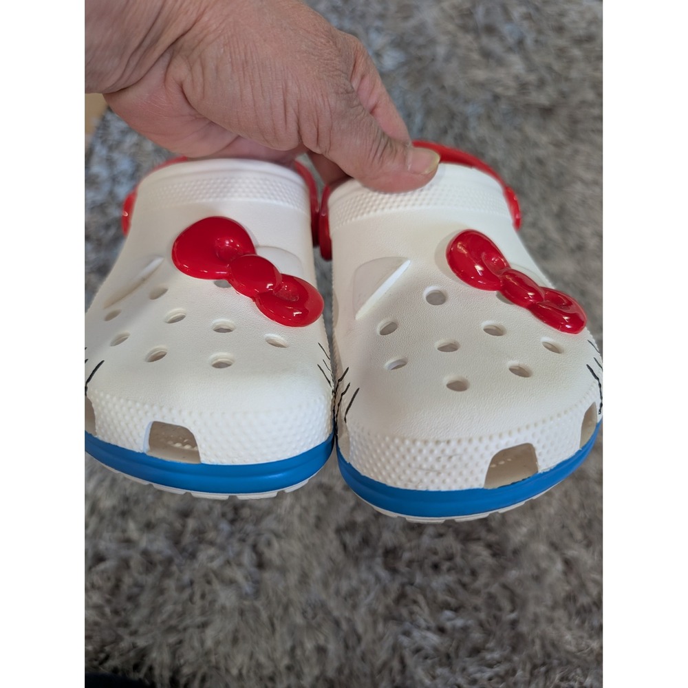 Crocs Hello Kitty White Red Blue Classic Clog Shoes Mens 4 Womens 6
